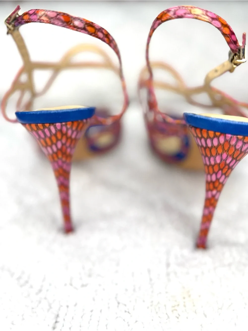 Alexandre Birman Multicolor Snake Print Strappy Stiletto Sandals 37.5
